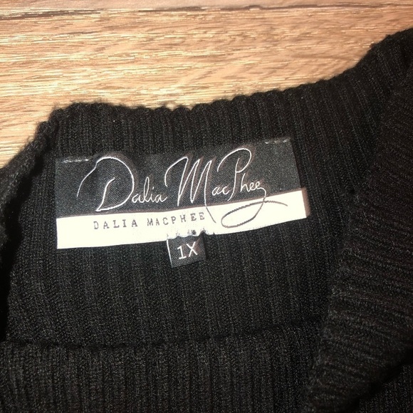 NWOT Dalia McPhee Sweater Dress Black Pleated Ombré Blue & Pink Panel 1X - Picture 5 of 8